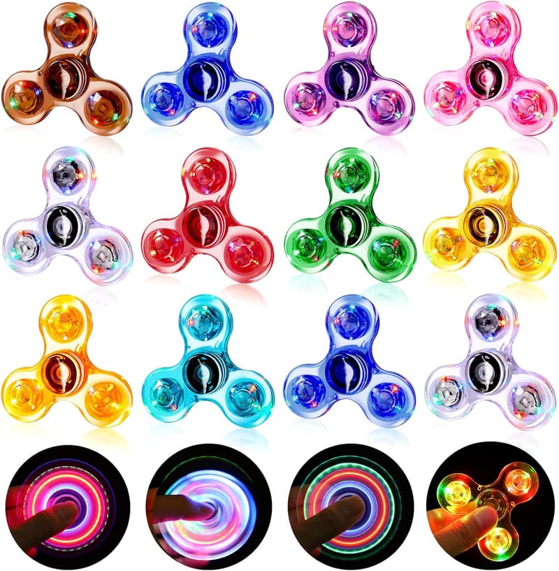 Light-Up Fidget Spinners - 12 Pack Party Favors for Kids