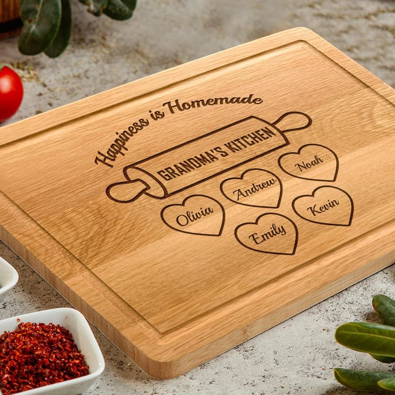 Personalized Cutting Board with Kids' Names for Mother's Day