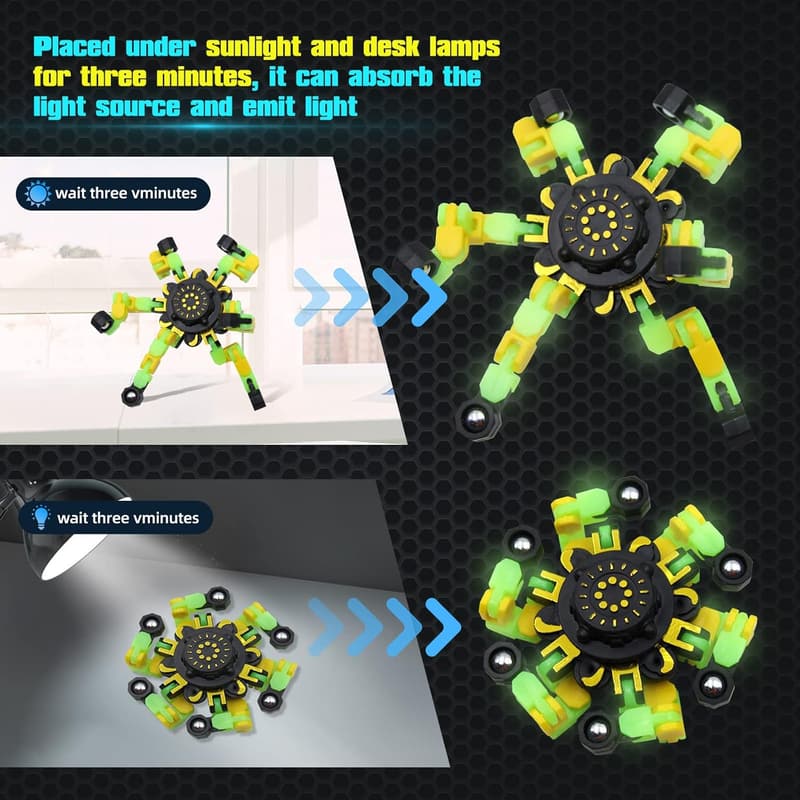 Glow-in-the-Dark Fidget Spinner Set - 8 Pcs for All Ages