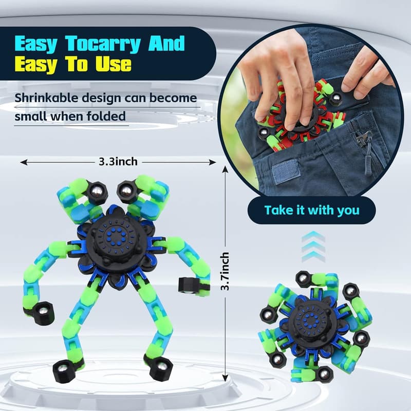 Glow-in-the-Dark Fidget Spinner Set - 8 Pcs for All Ages