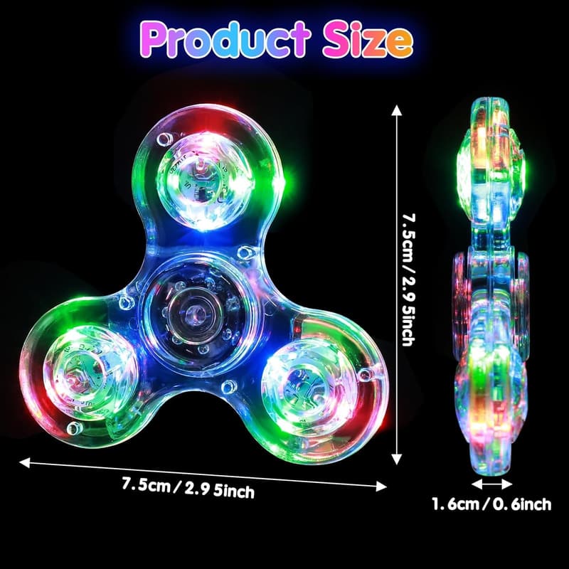 LED Light-Up Fidget Spinners - 12 Pack Kids Party Favors