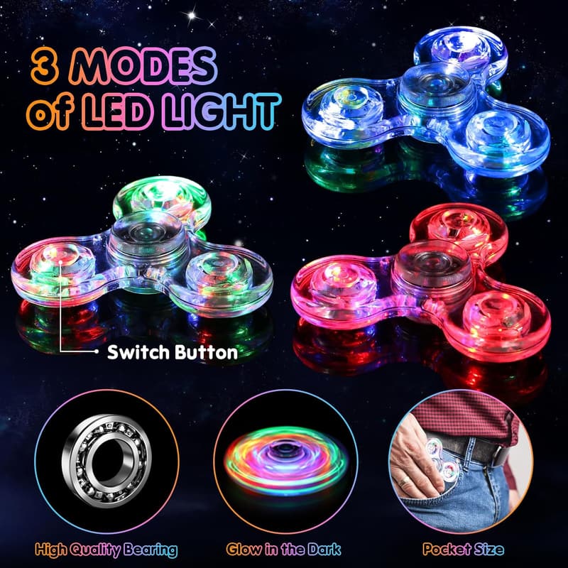 LED Light-Up Fidget Spinners – 8 Pack for Kids & Adults