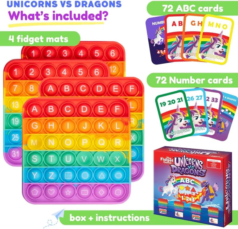Unicorns vs Dragons Fidget Game - Educational Learning Toy for Kids