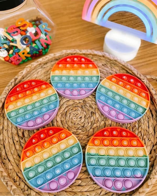 Alphabet Fidget Pop It Toy - Rainbow Sensory Learning for Kids