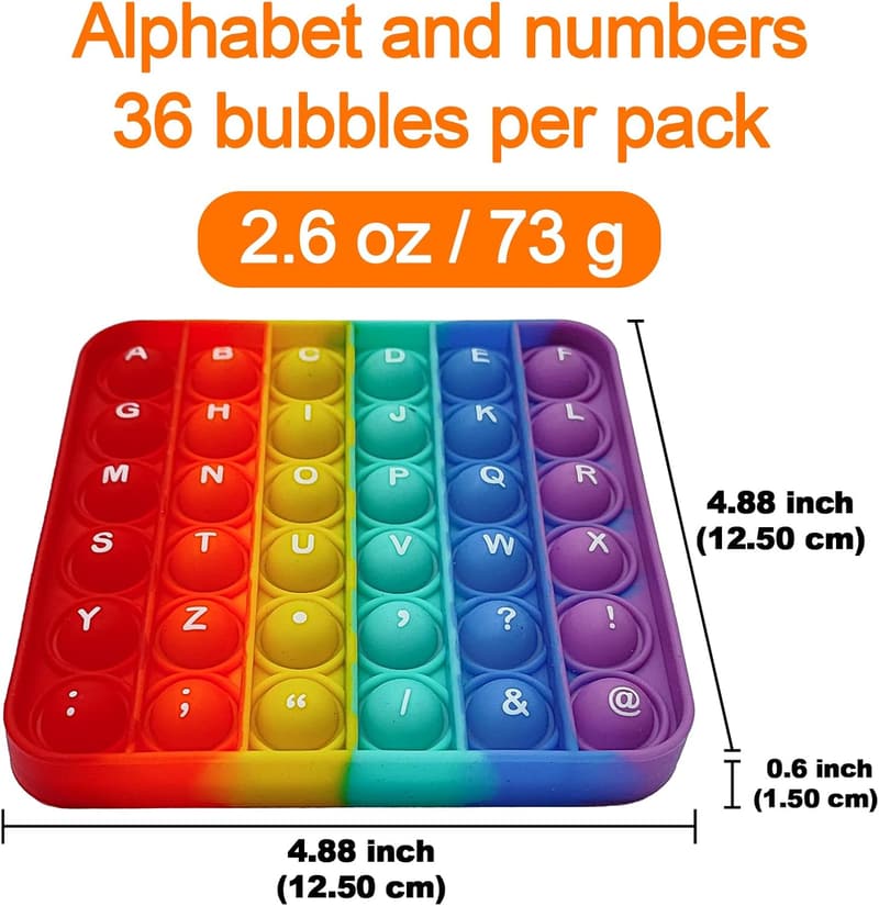 Educational Alphabet Pop Fidget Toy Set for Kids (4 Packs)
