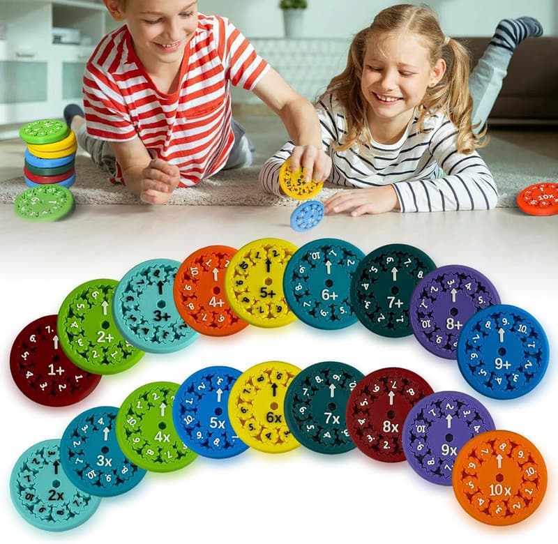 Math Facts Fidget Spinners - Multiplication Game for All Ages (18 Pcs)