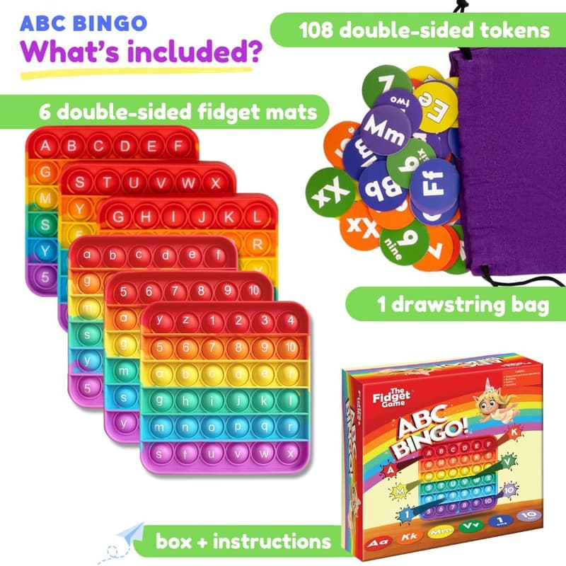 Educational ABC Bingo Game for Kids, 3+ Years - 6 Interactive Mats