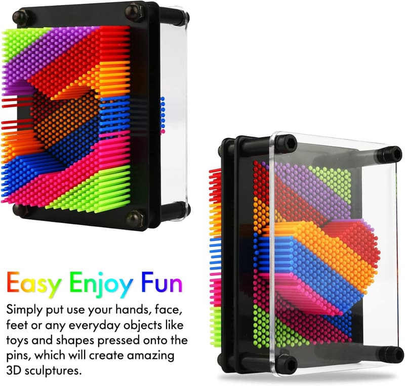 Rainbow 3D Pin Art Toy for Kids - 3.75 x 5 Inch Sculpture Board