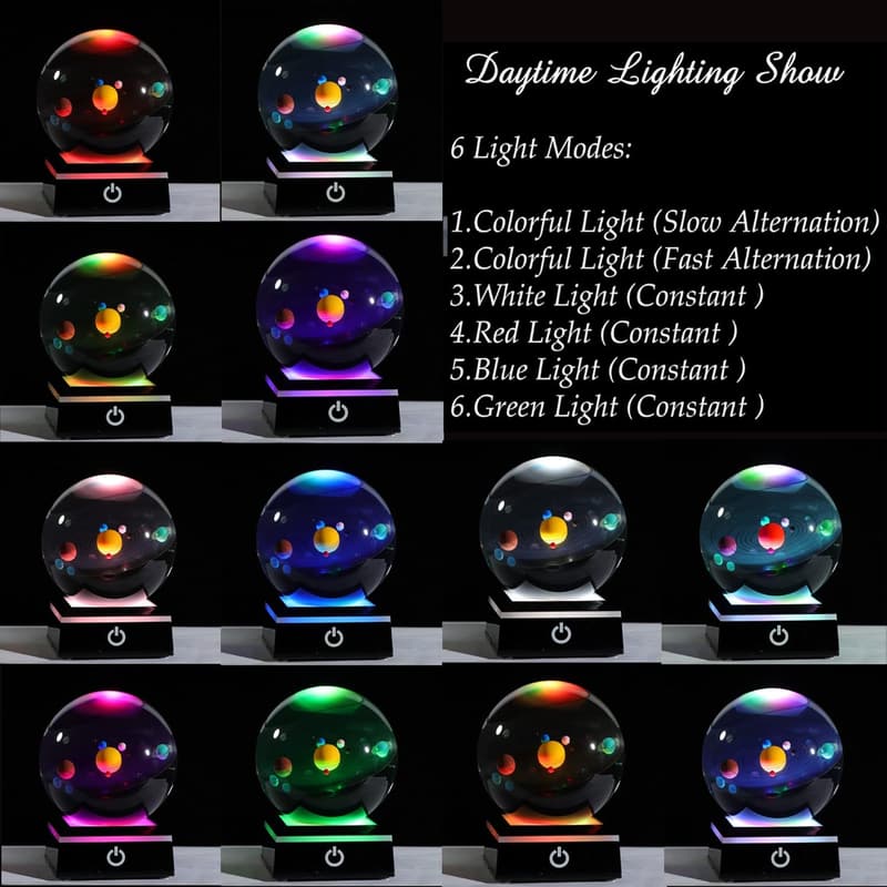 80mm 3D Solar System Crystal Ball - Unique Astronomy Gift for Men