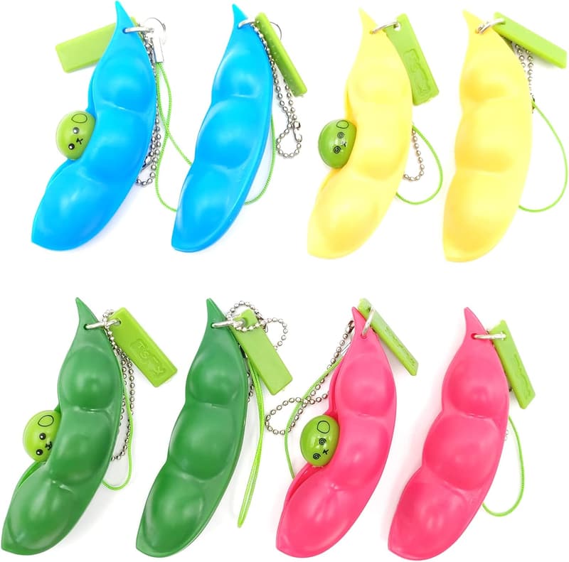 Pea Pod Fidget Keychain Toy for Stress Relief, Kids & Adults