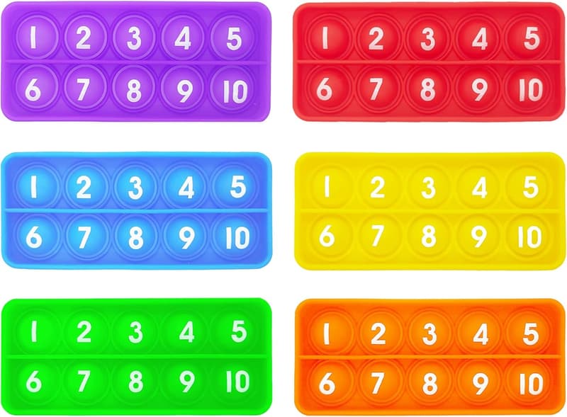 Montessori Counting Pop Board Fidget Set for Kids (6 Pack)