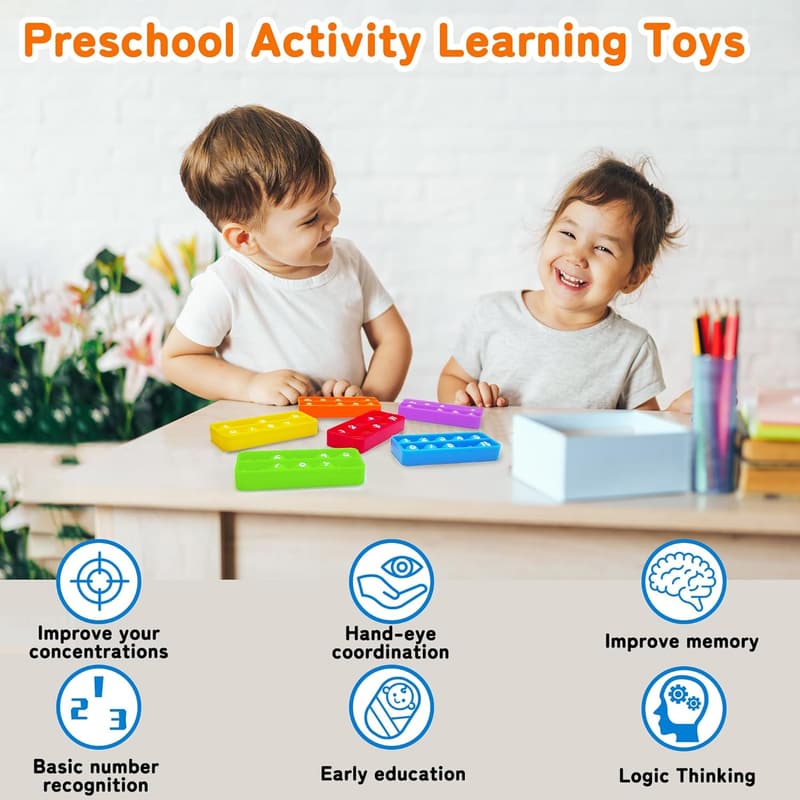 Montessori Counting Pop Board Fidget Set for Kids (6 Pack)