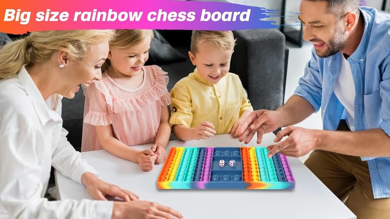 Pop Chess Fidget Board Game with Dices for Kids and Adults