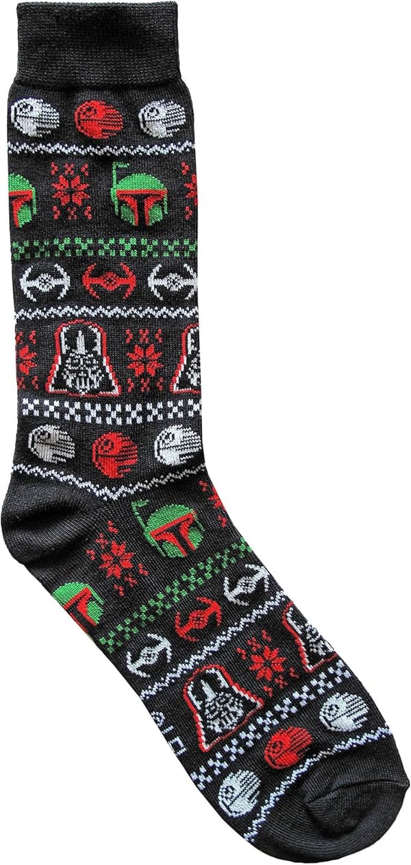 Men's Crew Christmas Socks - Star Wars Boba Fett/Darth Vader Pattern
