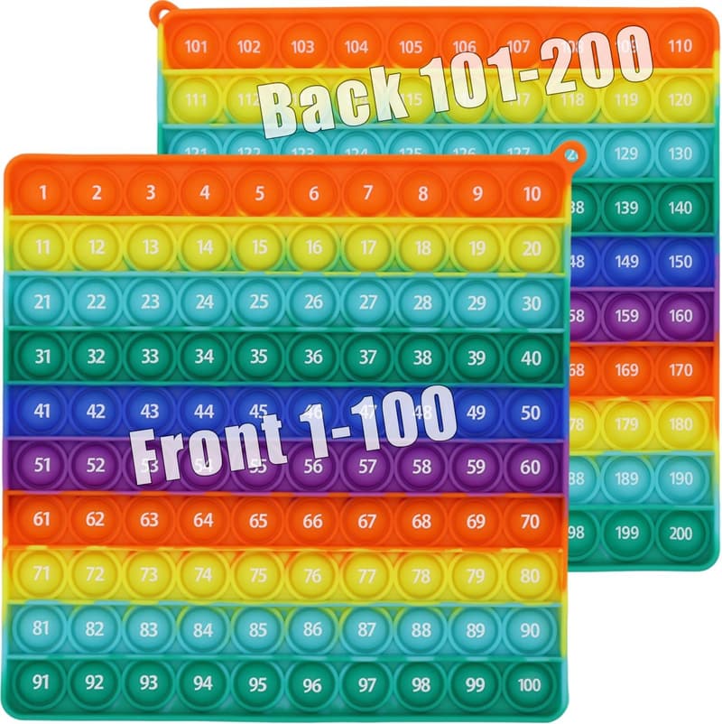 200-Numbered Square Pop It Fidget Toy - Montessori Gift for Kids