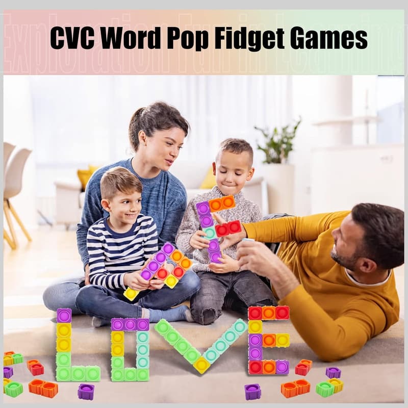 Rainbow Silicone Pop Blocks Fidget Toy for Sensory Play
