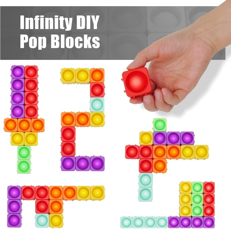 Rainbow Silicone Pop Blocks Fidget Toy for Sensory Play