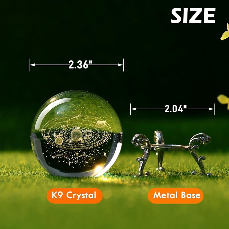 3D Solar System Crystal Ball with Stand - Home Decor for Astronomy Lovers