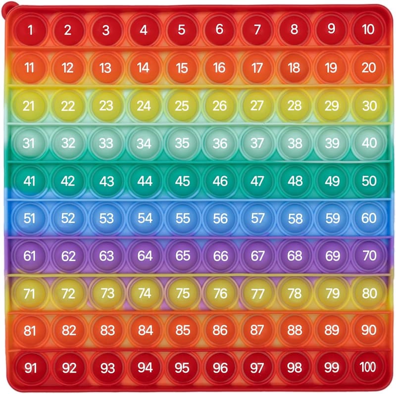 Rainbow Pop It Fidget Toy - 100-Number Counting Game for Kids