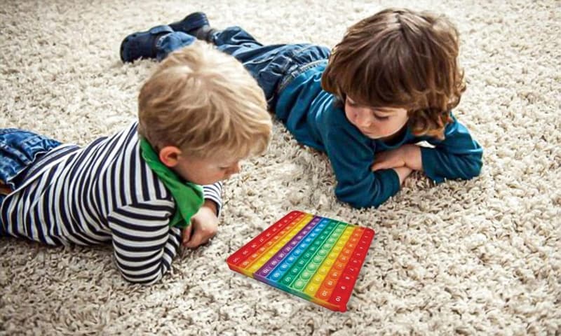 Rainbow Pop It Fidget Toy - 100-Number Counting Game for Kids