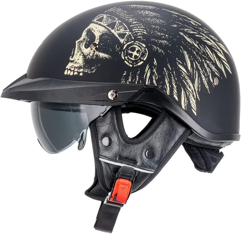 VHF04 DOT Approved Open Face Motorcycle Helmet - Unisex Adults