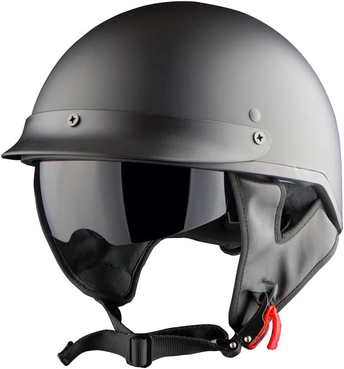 Half Face Motorcycle Helmet with Retractable Smoked Visor