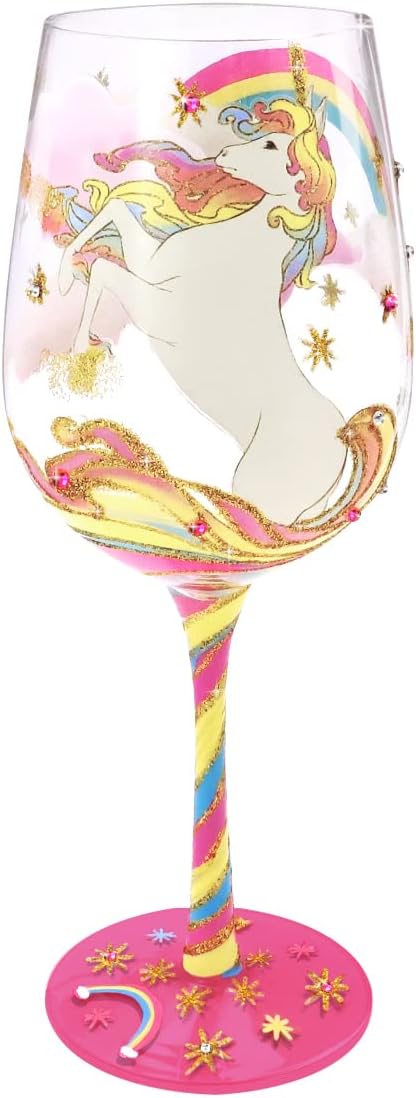 Unicorn Hand-Painted Wine Glass for Women - Gift for Birthdays