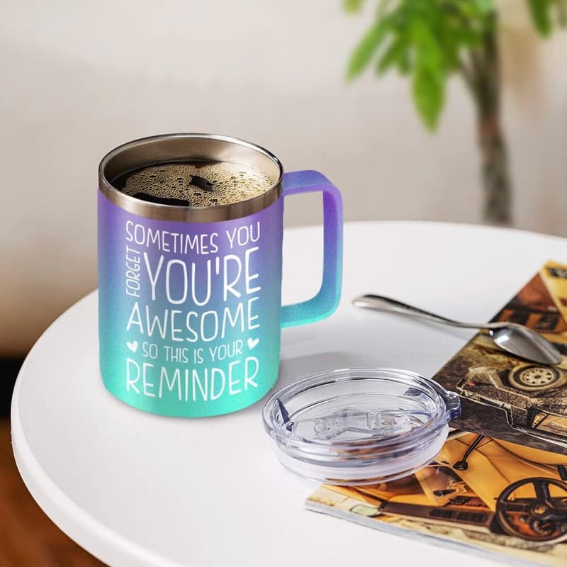 Inspirational Insulated Coffee Mug for Women - 14oz Birthday Gift