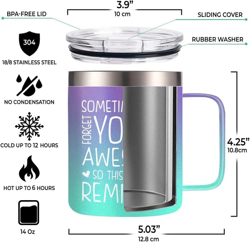Inspirational Insulated Coffee Mug for Women - 14oz Birthday Gift
