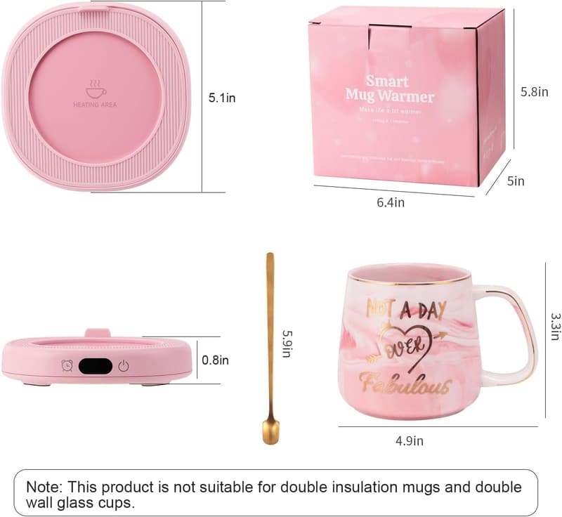 Electric Coffee Mug Warmer Set with Auto Shut Off for Her