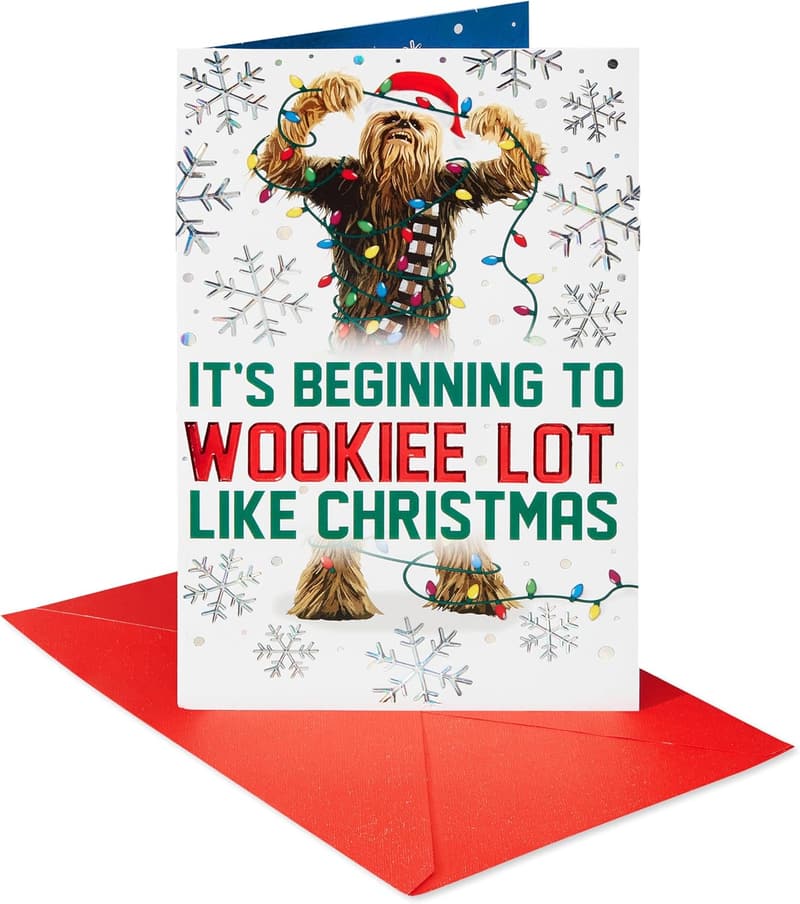 Star Wars Chewbacca Christmas Card with Snowflakes
