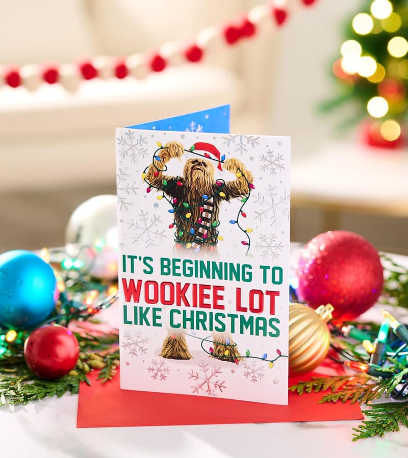 Star Wars Chewbacca Christmas Card with Snowflakes