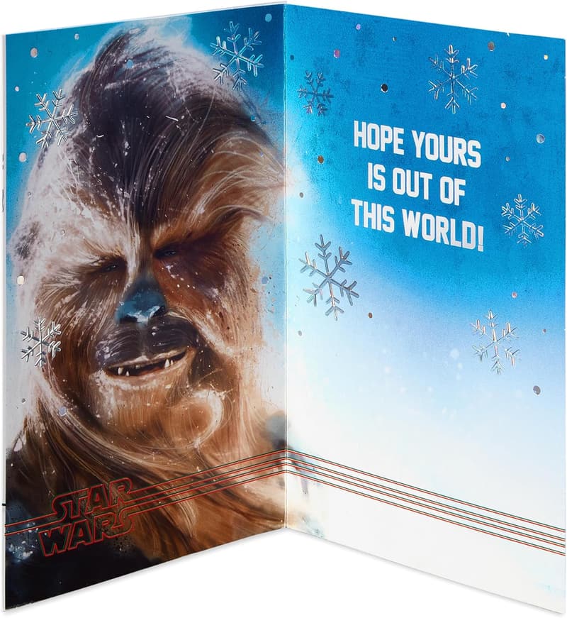 Star Wars Chewbacca Christmas Card with Snowflakes