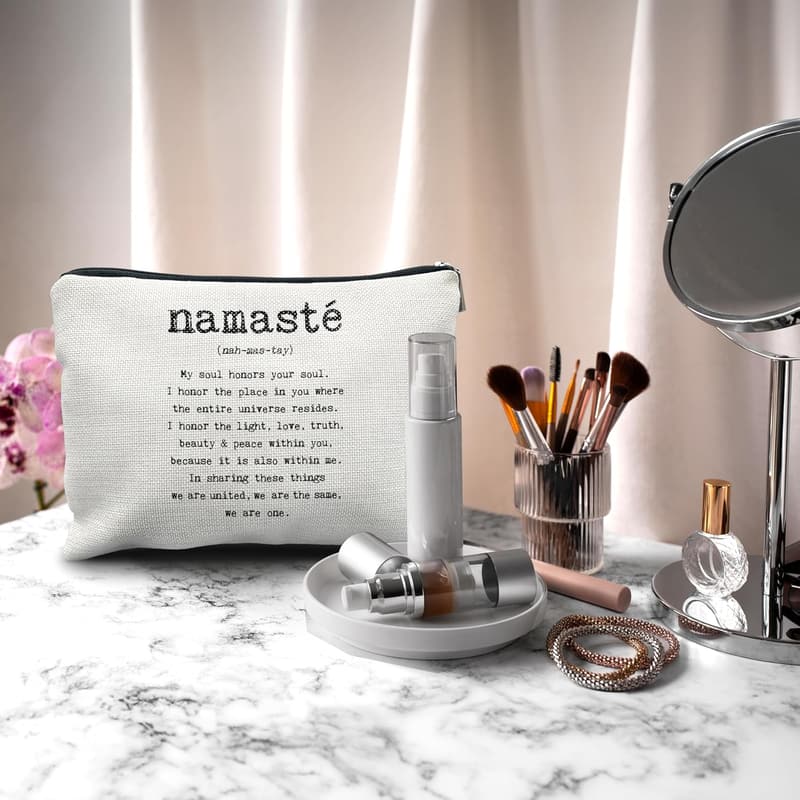 Unique Yoga Makeup Bag for Women - Mindfulness Travel Toiletry Bag