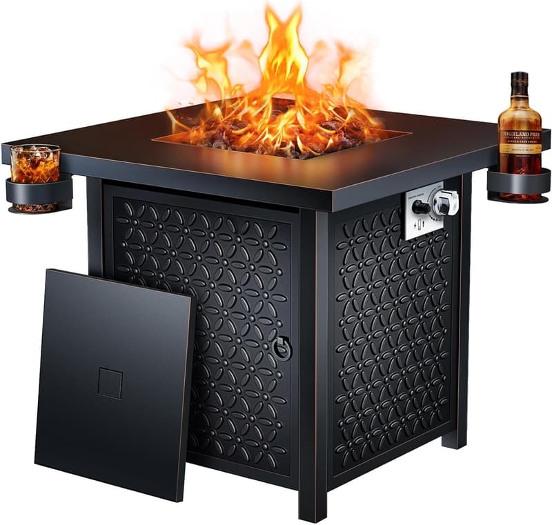 32-Inch Propane Fire Pit Table - 50,000 BTU Steel for Outdoors