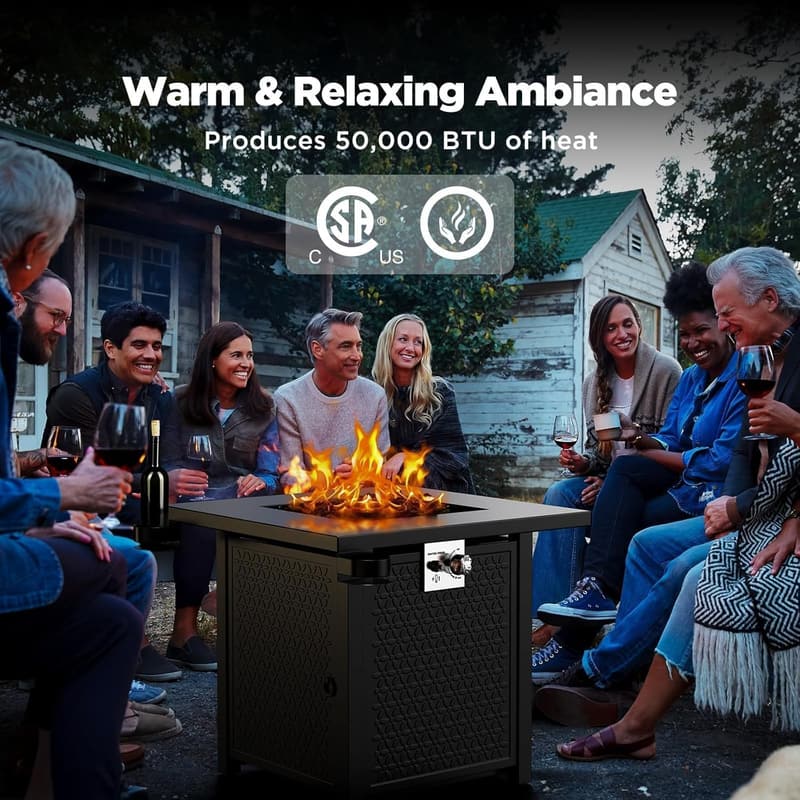 32-Inch Propane Fire Pit Table - 50,000 BTU Steel for Outdoors