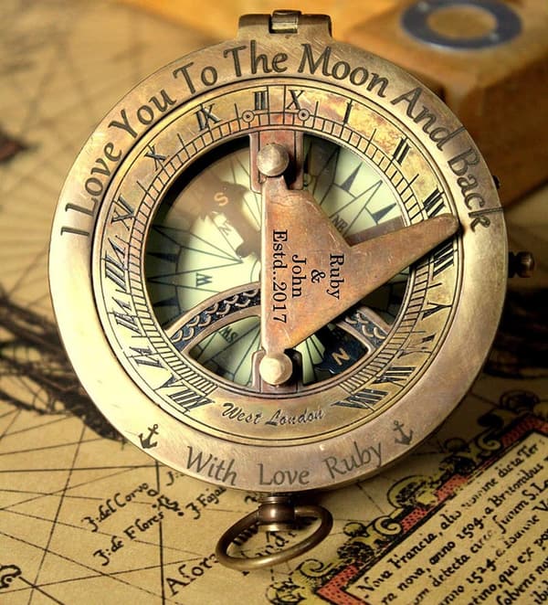 Father's Day Personalized Engraved Sundial Compass