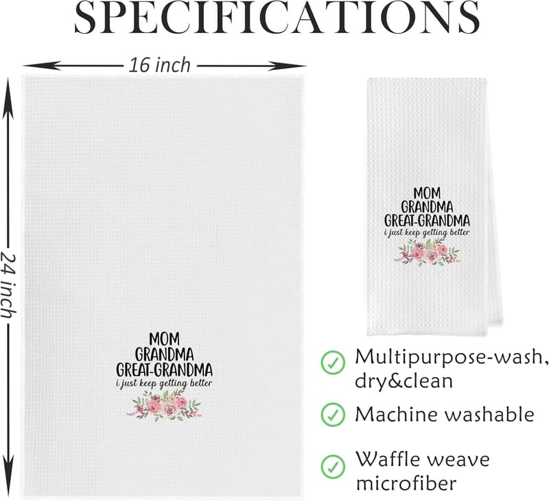 Great Grandma Waffle Weave Kitchen Towels - Gift from Grandkids