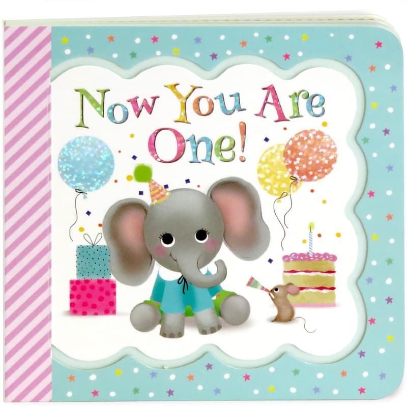 1st Birthday Greeting Card Board Book with Personalization