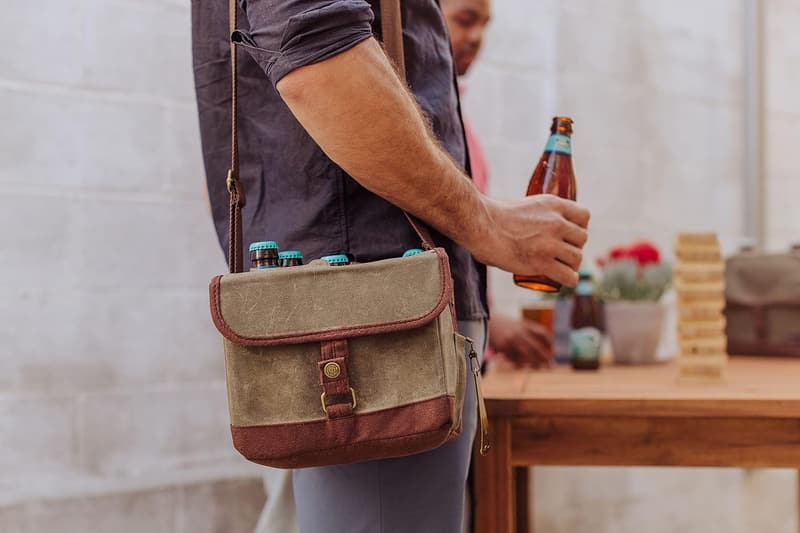 Men's Picnic Beer Caddy Cooler with Bottle Opener, Khaki Green