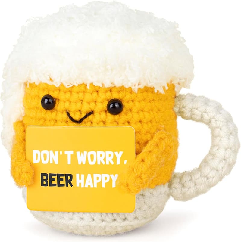 Cheerful Crochet Potato Toy with Positive Card for Friends