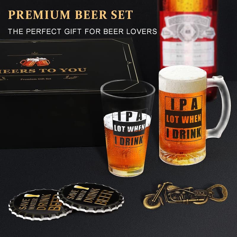 Beer Gift Basket for Men - Includes Glass, Opener & More