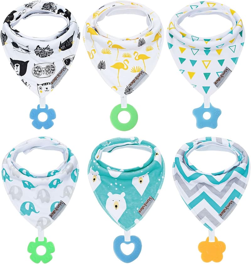Organic Cotton Baby Bibs and Teething Toys Set - 12 Pack