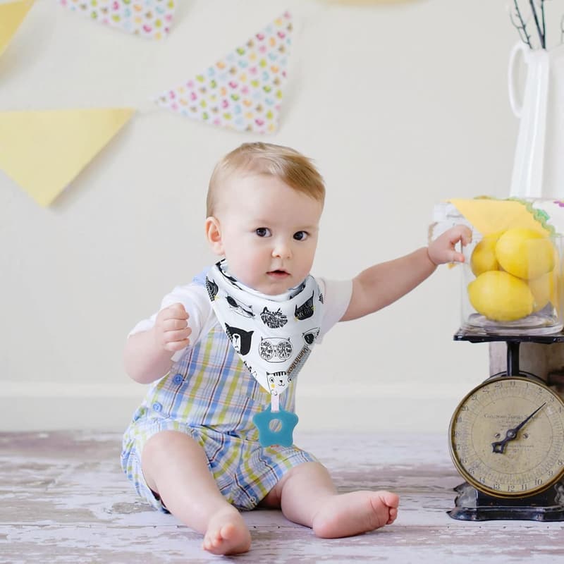 Organic Cotton Baby Bibs and Teething Toys Set - 12 Pack