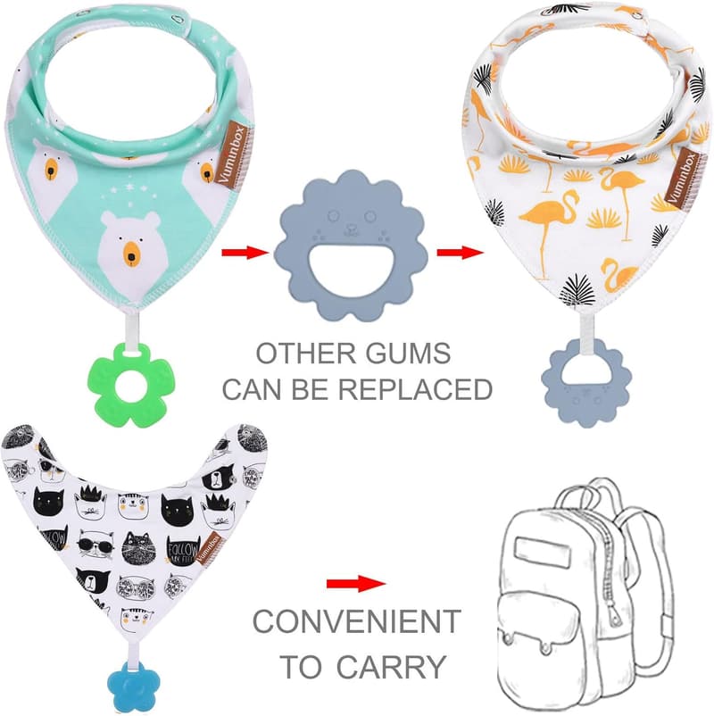 Organic Cotton Baby Bibs and Teething Toys Set - 12 Pack