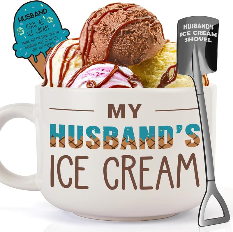 Husband's Ice Cream Bowl Set - Perfect Birthday Gift from Wife