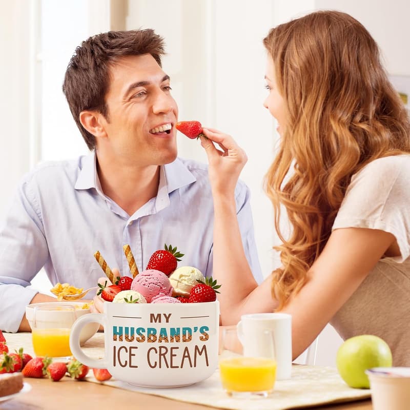 Husband's Ice Cream Bowl Set - Perfect Birthday Gift from Wife