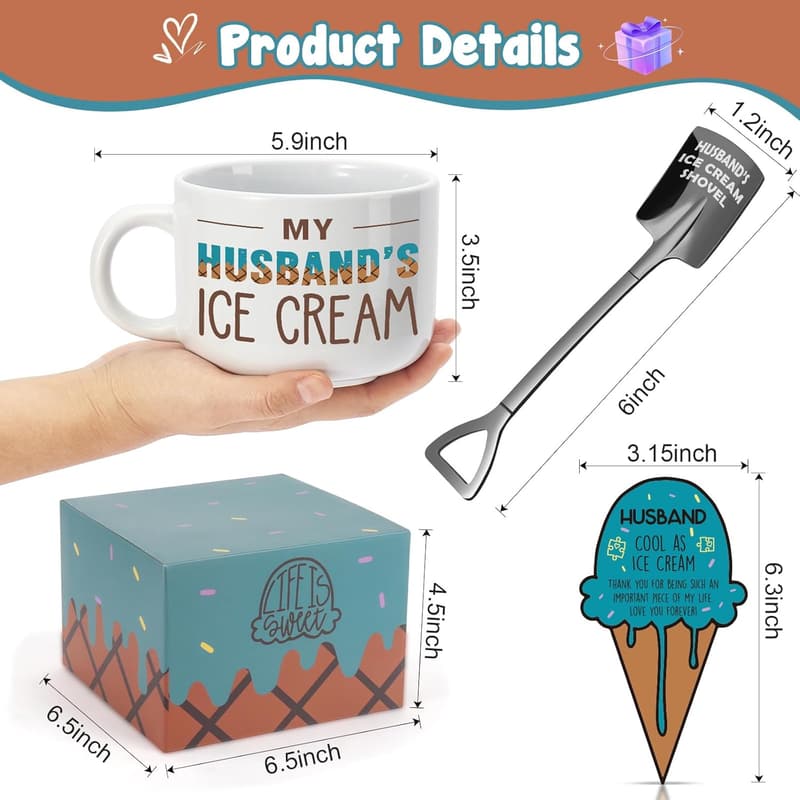 Husband's Ice Cream Bowl Set - Perfect Birthday Gift from Wife