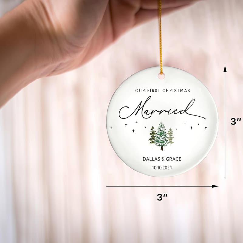 First Christmas Married Ornament 2025, Personalized Gift for Couples