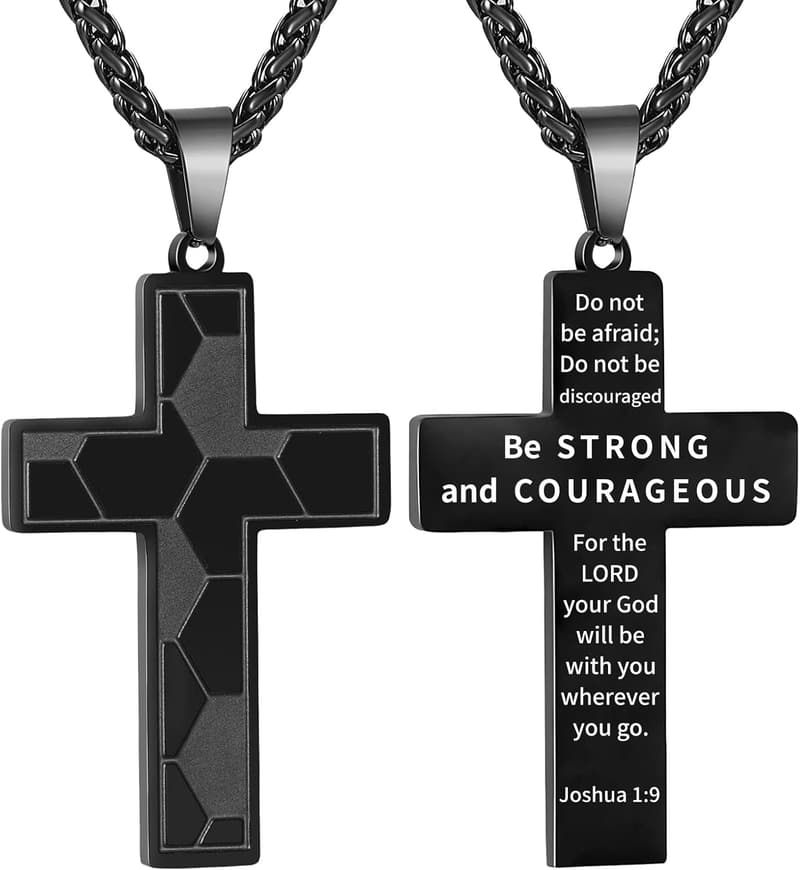 First Communion Soccer Cross Necklace for Boys - Stainless Steel Pendant